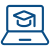 icon of a laptop with a graduation cap