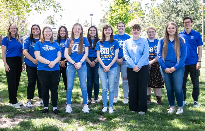 members of the graduate student organization pose for a group photo