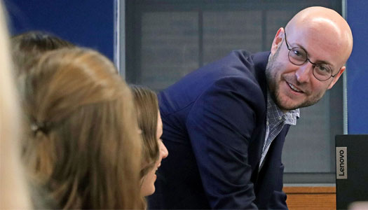 Tanner Elli teaches a class