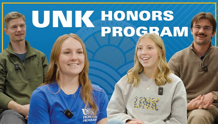 youtube video thumbnail featuring honors students and the words unk honors program
