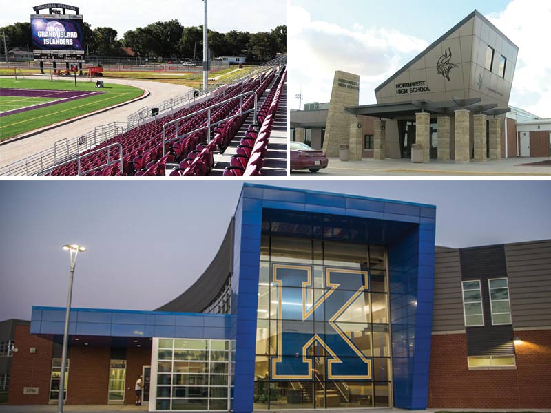 Collage of 当地高中 including Kearney High, Grand Island Senior High and Grand Island Northwest