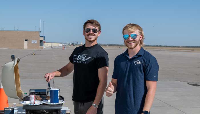 Levi and Riggs at Aviation Networking Event