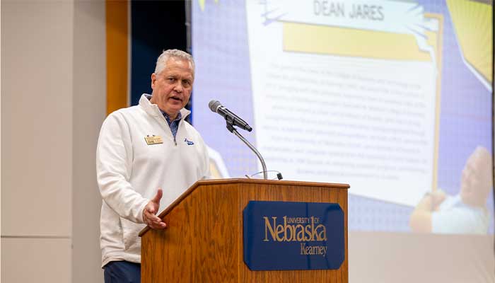 Dean Jares speaking at a recruitment event