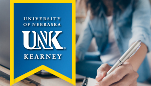 stock photo of a person writing with a unk banner over it