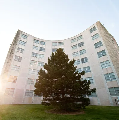 an exterior shot of the CTE dorm building