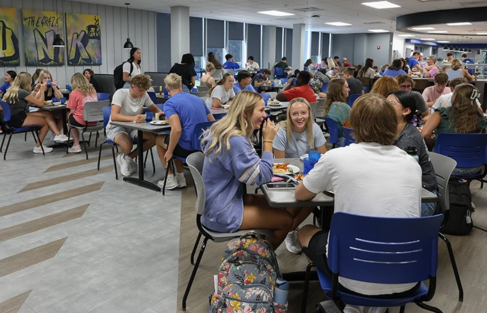 a bustling dining hall